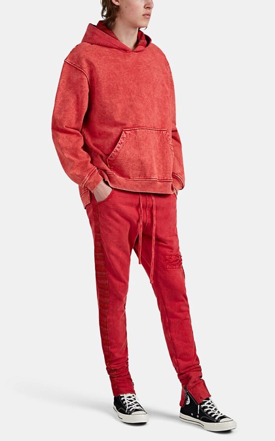 Men Acid washed hoodie - red - Image 3