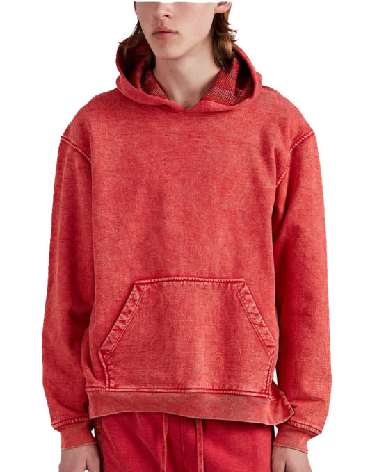 Men Acid washed hoodie - red