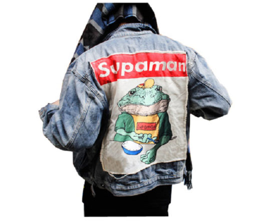 Men custom sublimation patch ripped denim jacktet