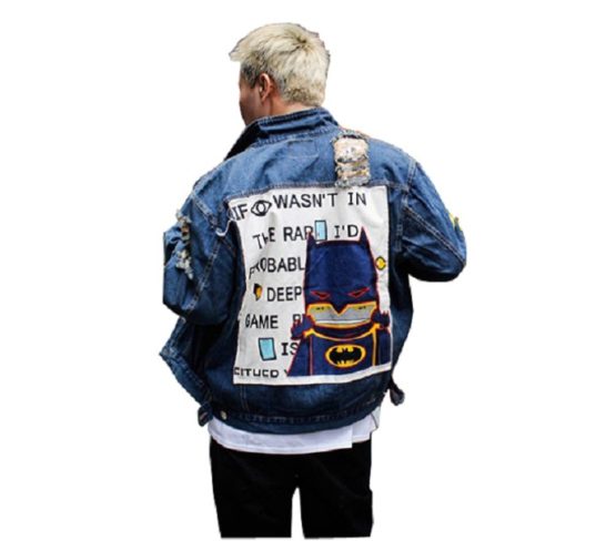 Men Custom Patch Ripped denim jacket - Image 3