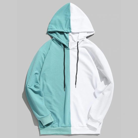 Two tone pull over fleece hoodie