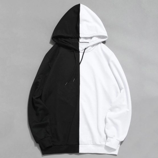 Two tone pull over fleece hoodie - Image 2