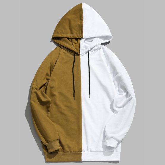 Two tone pull over fleece hoodie - Image 4