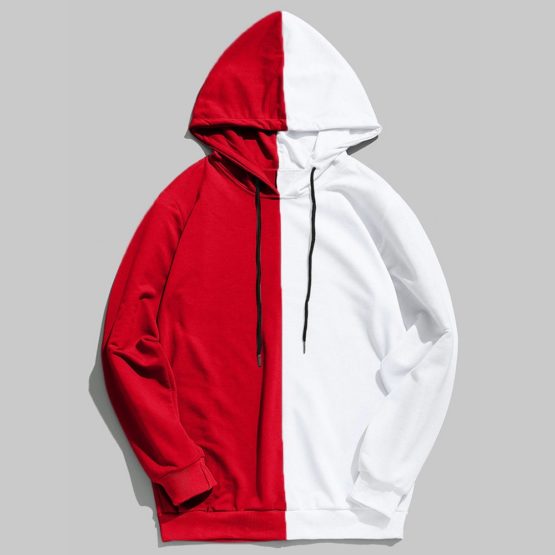 Two tone pull over fleece hoodie - Image 3