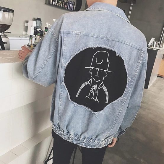 Men Embroidered patch denim jacket - Image 2