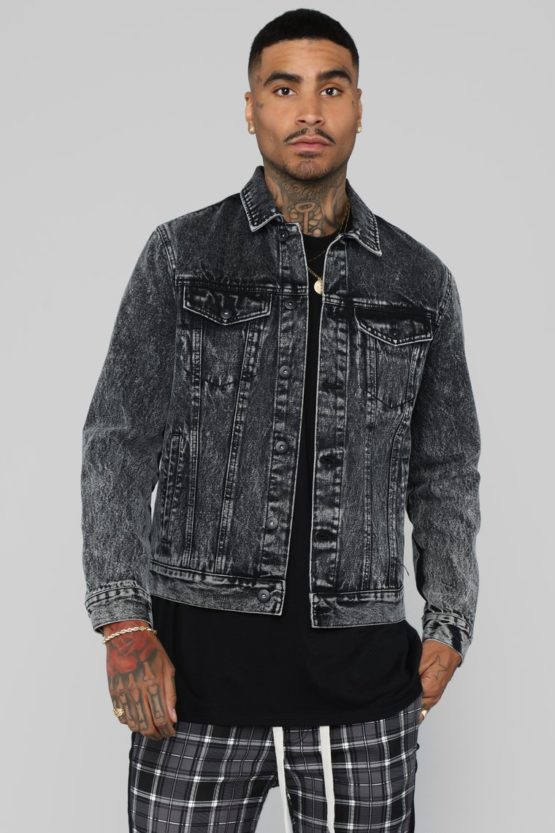 Men Acid washed denim jacket