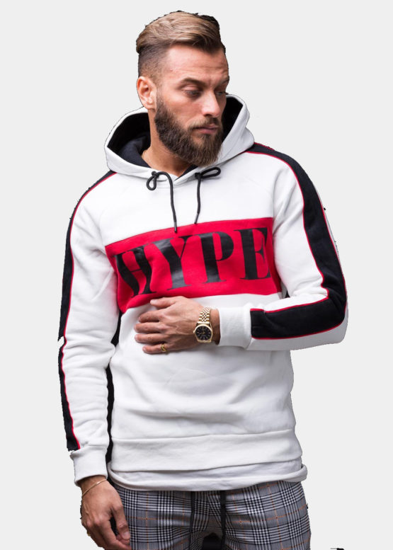 Men Hype Letter print drawstring hoodie - white/combo