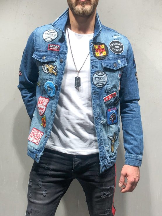 Men Custom logo denim trucker jacket - Image 4