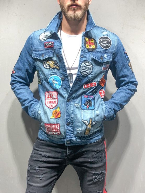 Men Custom logo denim trucker jacket - Image 2