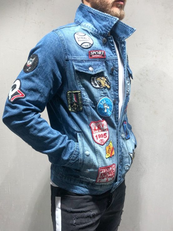 Men Custom logo denim trucker jacket - Image 3