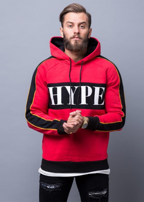 Men hype Fleece hoodie - red/combo - Image 3