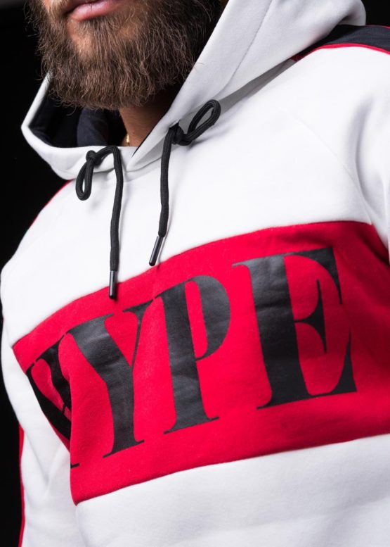 Men Hype Letter print drawstring hoodie - white/combo - Image 4