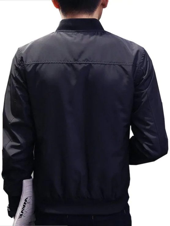 Men Solid Bomber Jacket - Image 2